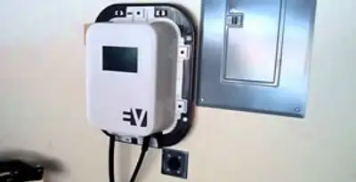 Electric car charger installation with wall-mounted EV charging station in St Paul, MN
